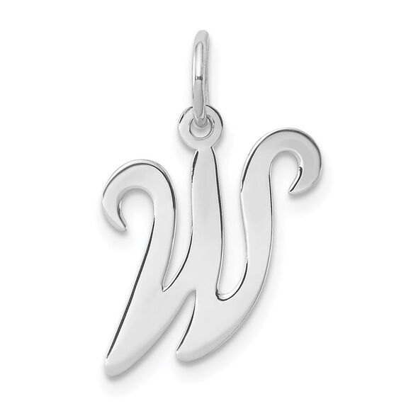 Sterling Silver, Sophia Collection, Small Script Initial W Pendant - Picture 1 of 5
